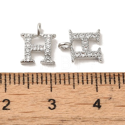 Initial Letter Brass Micro Pave Cubic Zirconia Pendants ZIRC-F008-H-1