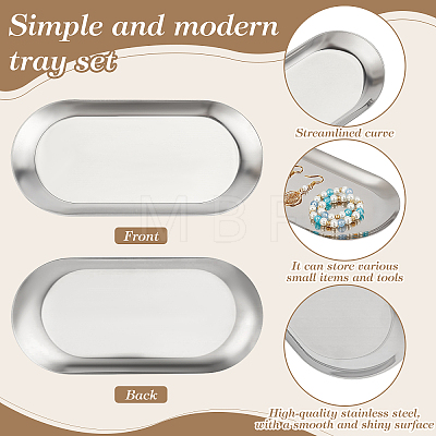 20Pcs Oval 430 Stainless Steel Jewelry Display Plate STAS-WA0001-04-1