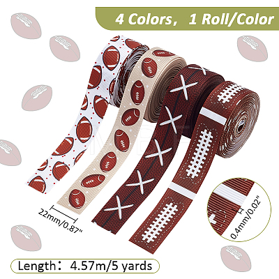   20 Yards 4 Colors Sport Theme Polyester Grosgrain Ribbon OCOR-PH0002-76-1