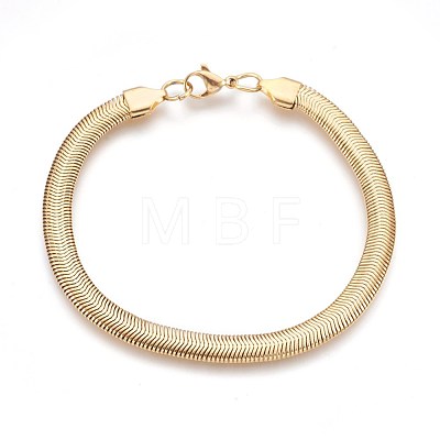 Ion Plating(IP) 304 Stainless Steel Herringbone Chain Bracelets BJEW-P235-20G-1