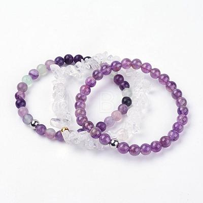 Natural Mixed Gemstone Stretch Bracelets BJEW-JB03365-05-1