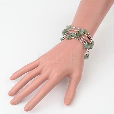 5-Loop Natural Green Aventurine Chip Beaded Wrap Bracelets BJEW-JB02245-1