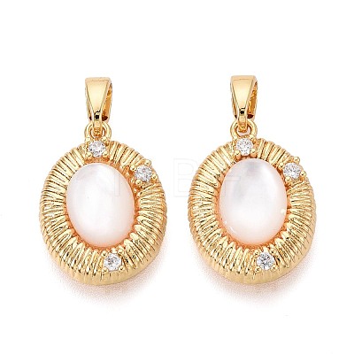 Natural White Shell Pendants KK-N287-23G-1