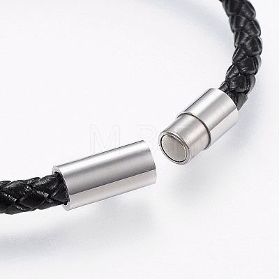 Braided Leather Cord Bracelets BJEW-K206-B-03-1