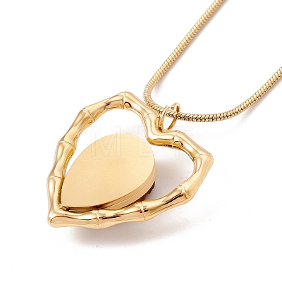 Natural Quartz Heart Pendant Necklace with 304 Stainless Steel Snake Chain NJEW-K244-01G-1