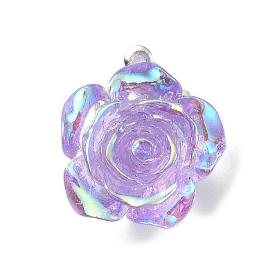 Mixed Color Resin Rose Pendants PALLOY-JF02109-02-1