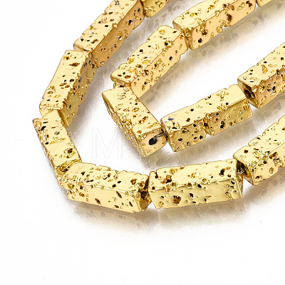 Electroplated Natural Lava Rock Beads Strands G-T114-63G-1
