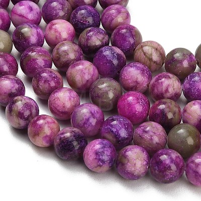 Dyed Natural White JadeImitation Charoite Smooth Round Beads Strands GG-CBA3334-A01-10mm-1