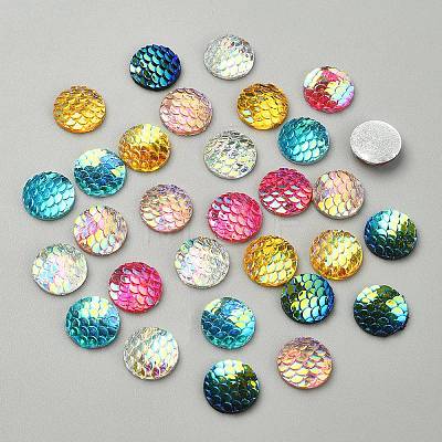30Pcs 6 Colors Resin Cabochons CRES-YW0001-25-1
