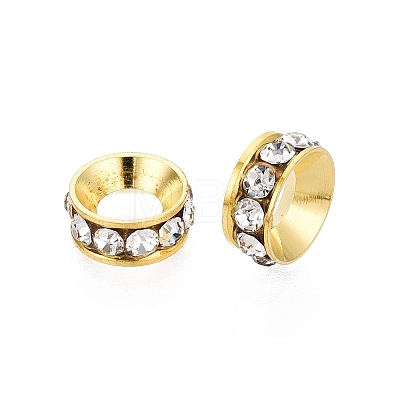 Brass Rhinestone Rondelle Space Beads RB-N054-01G-1