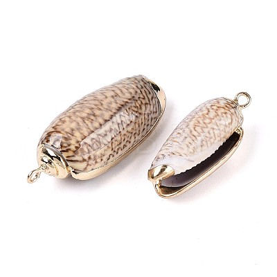 Electroplate Natural Sea Shell Pendants SSHEL-T018-04-1