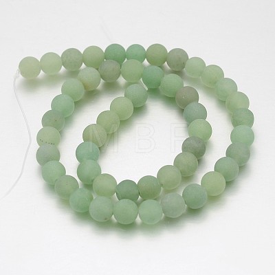 Frosted Round Natural Green Aventurine Bead Strands G-J338-05-8mm-1
