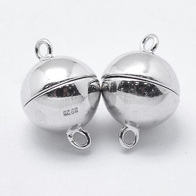 Rhodium Plated 925 Sterling Silver Magnetic Clasps STER-F037-098P-12mm-1