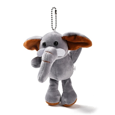 Cartoon PP Cotton Plush Simulation Soft Stuffed Animal Toy Elephant Pendants Decorations HJEW-K043-05-1