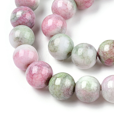Opaque Crackle Glass Round Beads Strands GLAA-T031-10mm-01W-1
