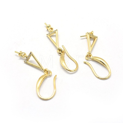 Brass Micro Pave Cubic Zirconia Earrings Hook Findings KK-L184-30P-1