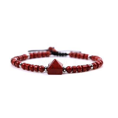 Natural Red Jasper Braided Bead Bracelets for Women Men PW-WG825D4-06-1