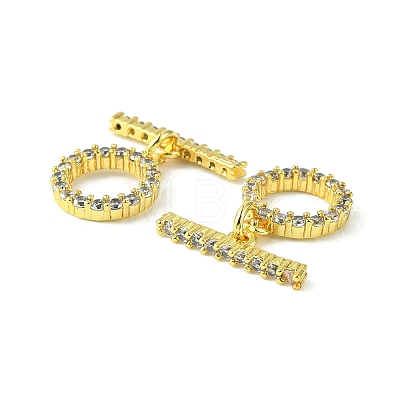 Rack Plating Eco-Friendly Brass Pave Clear Cubic Zirconia Toggle Claps KK-K330-45G-1