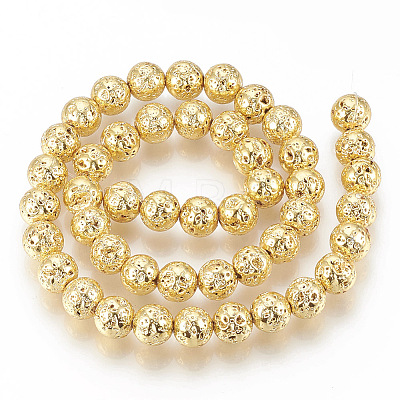 Electroplated Natural Lava Rock Beads Strands X-G-T061-55A-12mm-1