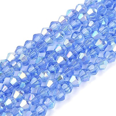 AB Color Plated Transparent Glass Beads Strands GLAA-G127-01-01P-1