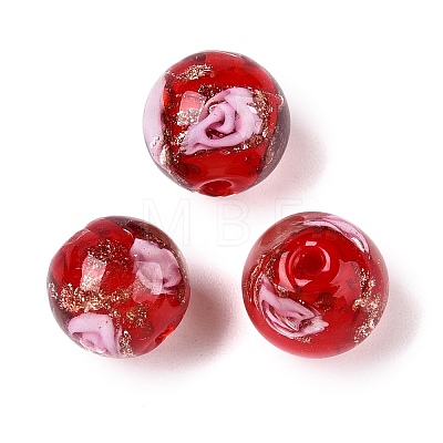 Luminous Handmade Gold Sand Lampwork Beads LAMP-T021-12mm-03V-1