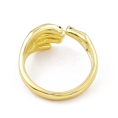 Cubic Zirconia Hand Plam Open Cuff Ring RJEW-P079-06G-02-1