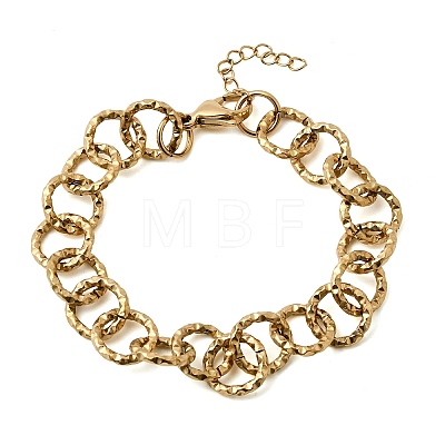 Textured 304 Stainless Steel Rolo Chain Bracelets for Women BJEW-A157-01G-1
