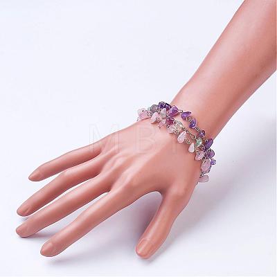 Natural Gemstone Beaded Multi-strand Bracelets BJEW-JB02685-1