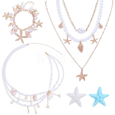 5Pcs Chain Belt & Necklaces & Braelets & Resin Alligator Hair Clips Sets SJEW-ME00003-1