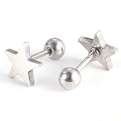 Tarnish Resistant 201 Stainless Steel Barbell Cartilage Earrings LS-EJEW-R147-08-1