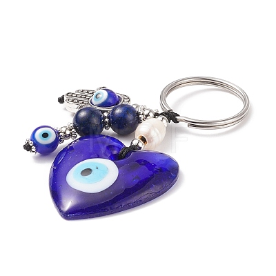 Natural Lapis Lazuli & Freshwater Pearl Bead Keychain KEYC-JKC00365-03-1