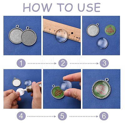 Tibetan Style Antique Silver Alloy Flat Round Pendant Cabochon Settings LS-TIBEP-M022-38AS-1