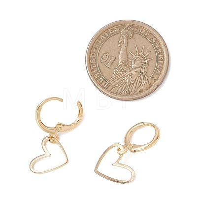 Brass Heart Pendants Leverback Earrings EJEW-JE06900-1