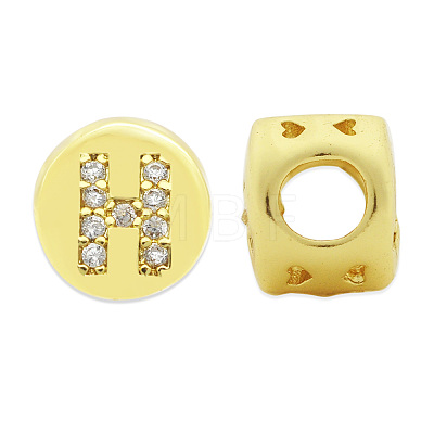 Brass Micro Pave Clear Cubic Zirconia Beads KK-T030-LA843-HX3-1