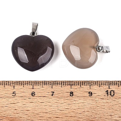 Natural Grey Agate Pendants G-N362-05P-03-1