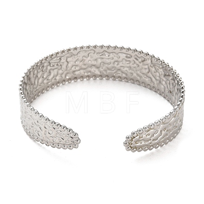 304 Stainless Steel Textured Flat Cuff Bangles BJEW-G694-02P-1