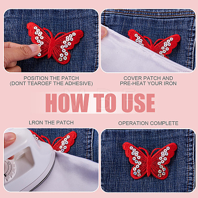 40Pcs 4 Styles Polyester Embroider Thread Iron on/Sew On Patches PATC-TA0001-45B-1