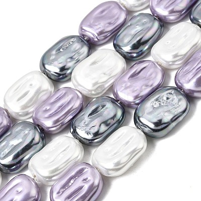 Electroplated Glass Shell Pearl Beads Strands BSHE-B009-F05-01-1