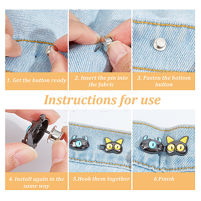 GOMAKERER 7 Pairs 7 Colors Monster Shape Alloy Adjustable Jean Button Pins AJEW-GO0001-33-1