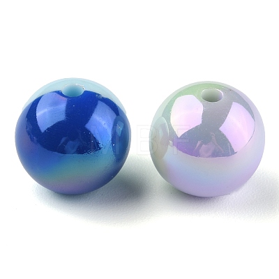 Two Tone UV Plating Opaque Acrylic Beads OACR-K005-07-1