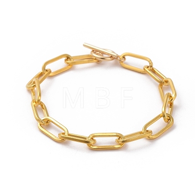 Unwelded Iron Paperclip Chain Bracelets X-BJEW-JB05044-01-1
