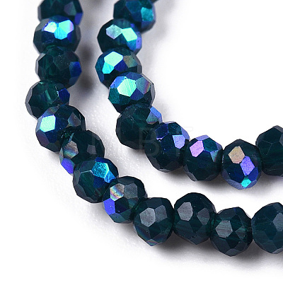 Electroplate Opaque Solid Color Glass Beads Strands EGLA-A034-P6mm-L07-1
