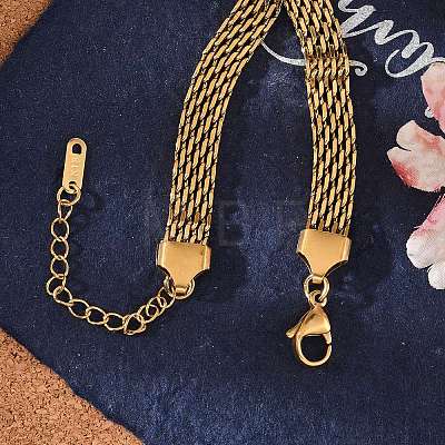 Ion Plating(IP) 304 Stainless Steel Mesh Chain Bracelet BJEW-G669-14G-1