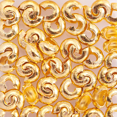 Brass Crimp Beads Covers KK-CJ0001-13-1