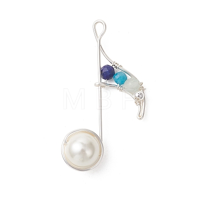 Faceted Round Natural Green Aventurine & Lapis Lazuli & Apatite Pendants PALLOY-TA00409-1