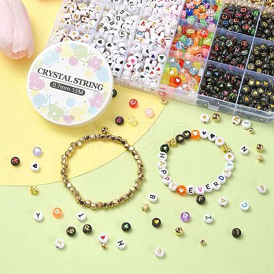 DIY Star & Flower & Letter Acrylic & Plastic Stretch Bracelet Beaded Necklace Making Kit DIY-YW0008-43-1