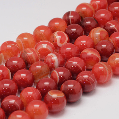 Natural Striped Agate/Banded Agate Bead Strands G-K155-A-12mm-05-1