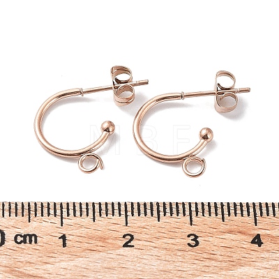 Ion Plating(IP) 304 Stainless Steel Half Hoop Earrings STAS-Z028-B01-RG-01-1
