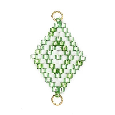 Glass Seed Beads Connector Charms PALLOY-MZ01416-03-1