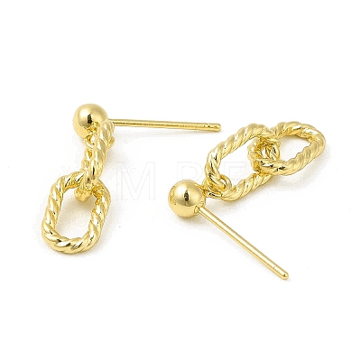 Brass Oval Links Dangle Stud Earrings for Women EJEW-H092-08G-1